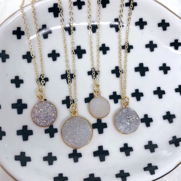 Neutral Round Druzy Necklaces - Picture 5 of 7